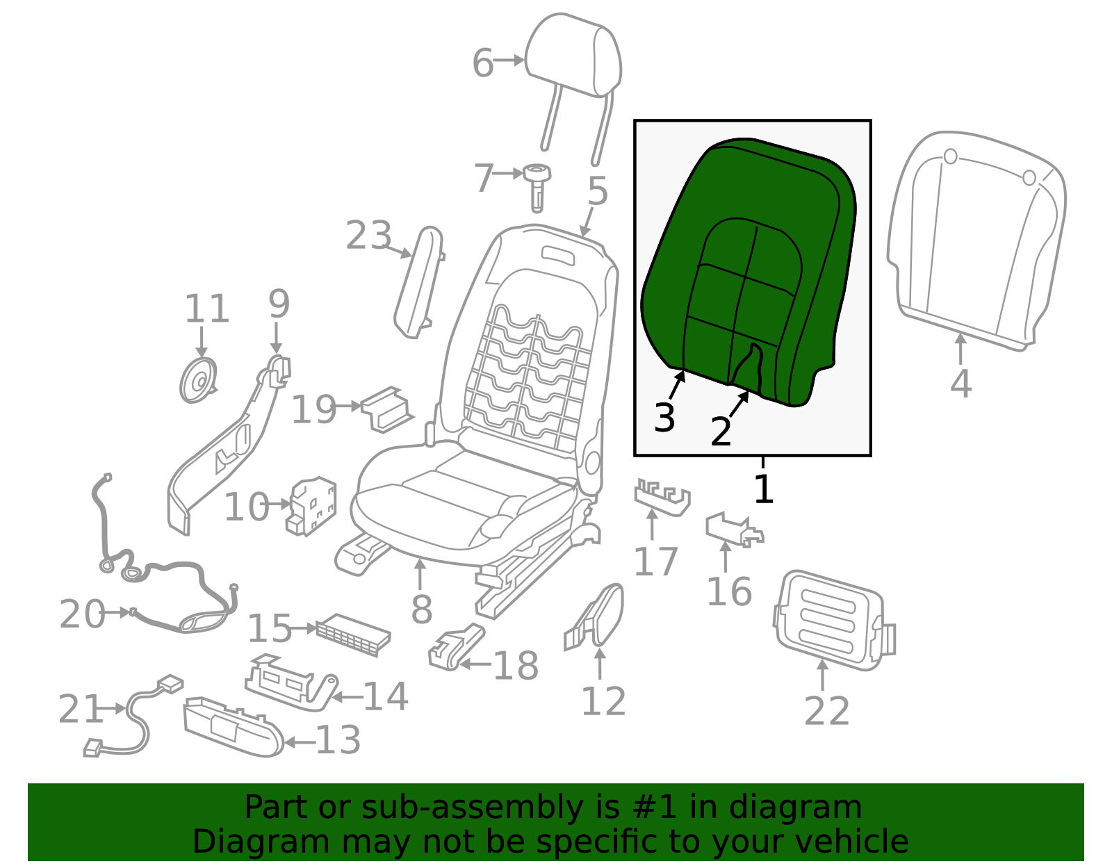 Seat Back Assembly - Infiniti (87610-5DB1A) 2 Seat Back Assembly - Infiniti (87610-5DB1A)