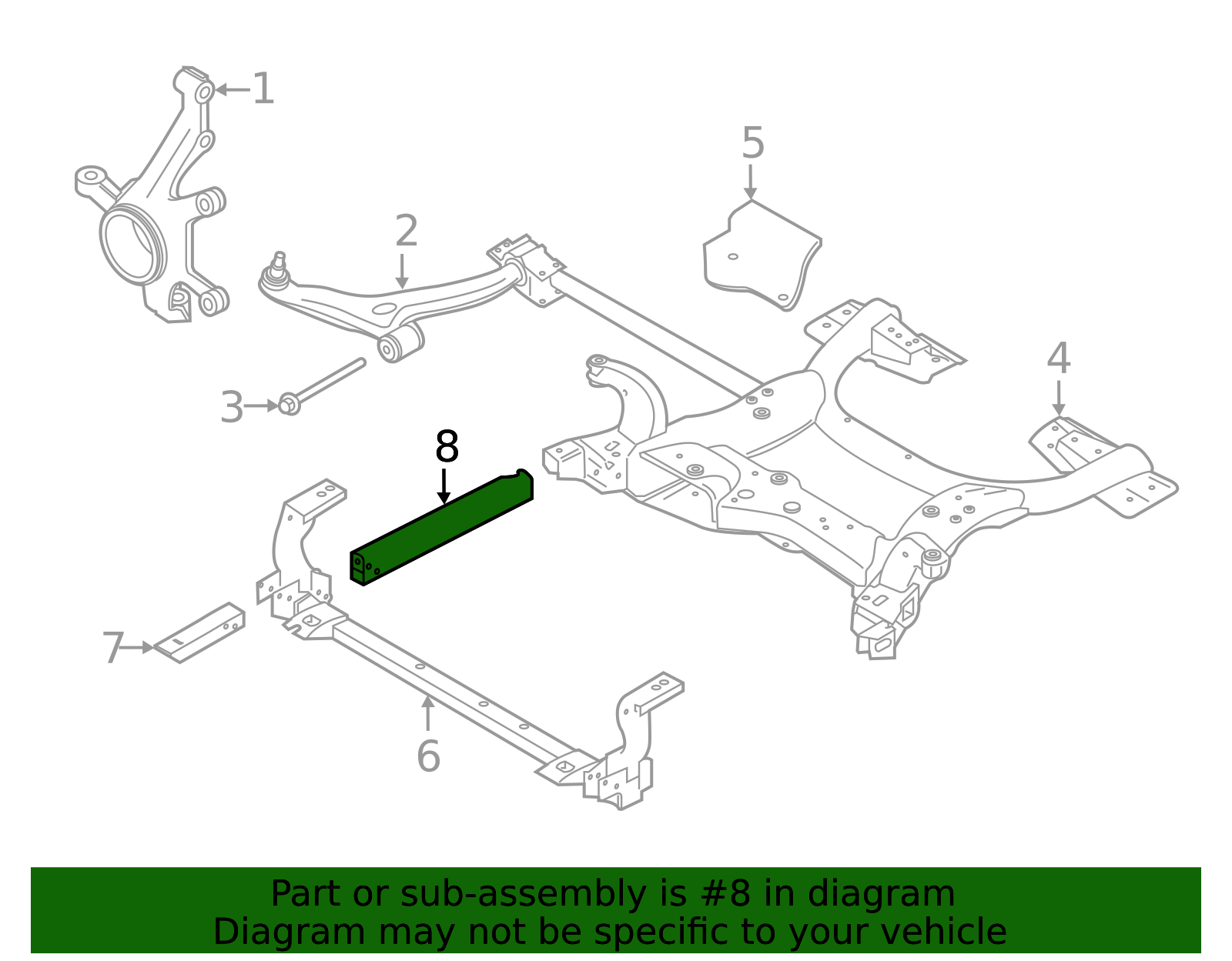 Front Suspension Lower Member, Left - Infiniti (54411-5DA0A) 3 Front Suspension Lower Member, Left - Infiniti (54411-5DA0A)