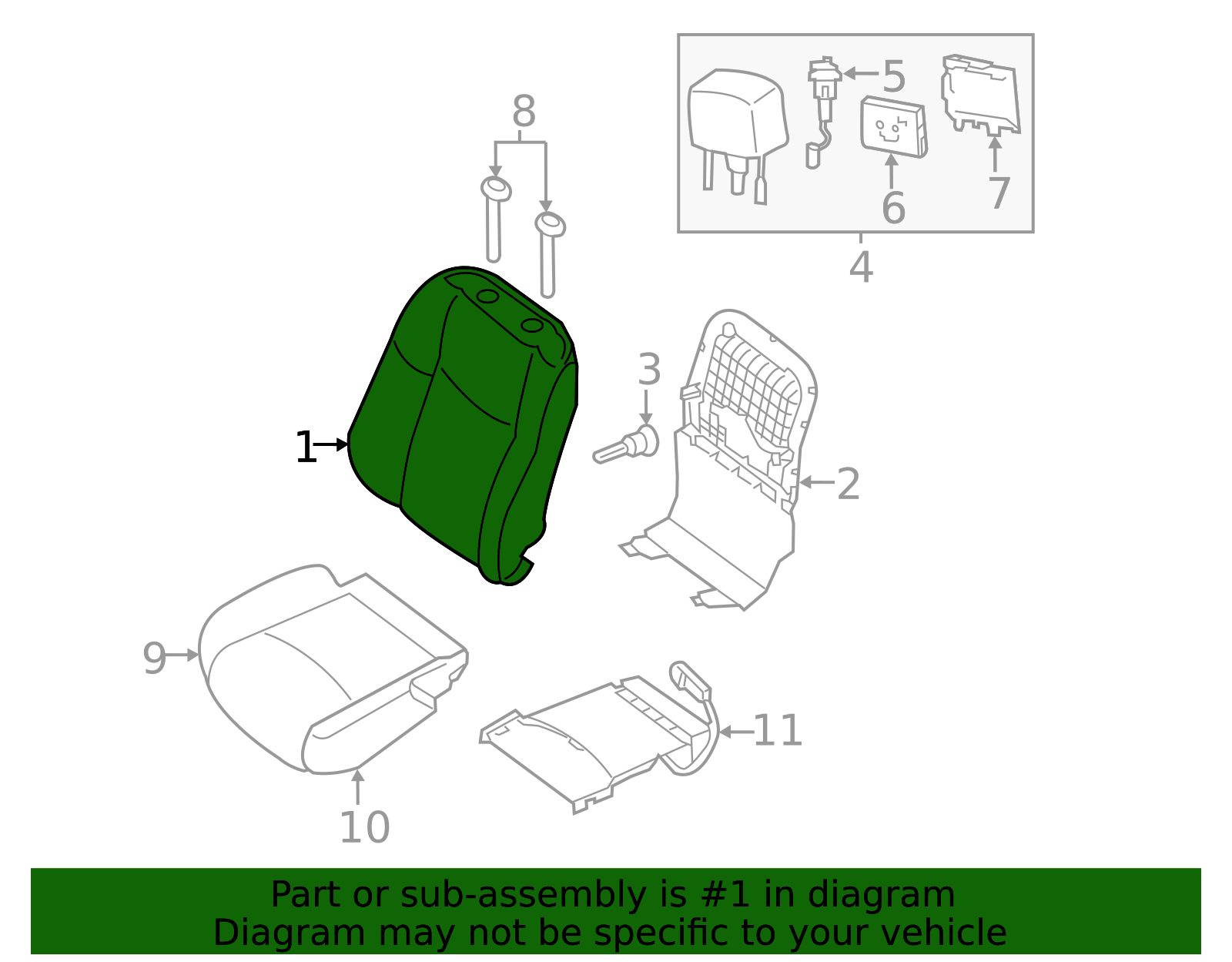 Seat Back Assembly - Infiniti (87600-9NS5A) 3 Seat Back Assembly - Infiniti (87600-9NS5A)