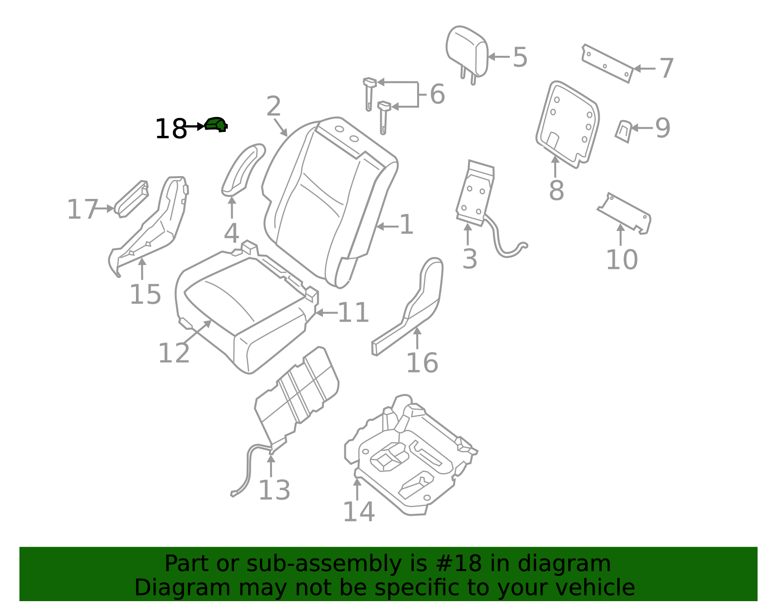 Seat Back Recliner Adjustment Handle - Infiniti (884183JA0A) 4 Seat Back Recliner Adjustment Handle - Infiniti (884183JA0A)