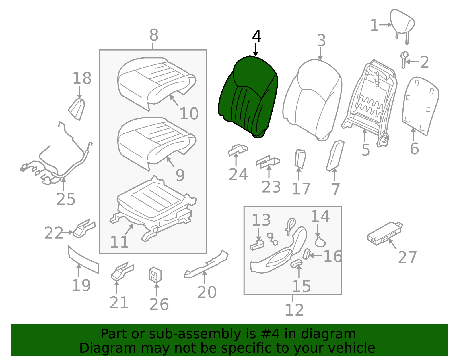Seat Back Cushion Cover - Infiniti (87670-5UK9D) 3 Seat Back Cushion Cover - Infiniti (87670-5UK9D)