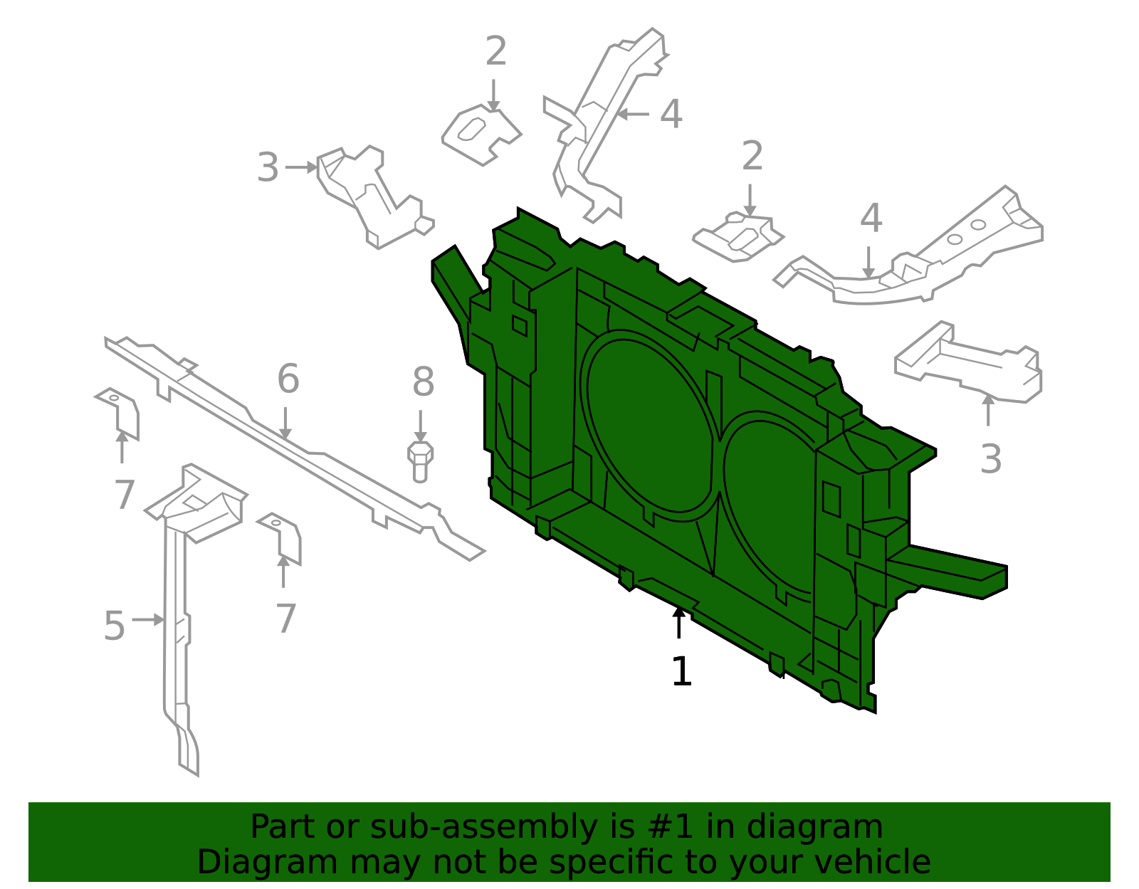 Radiator Core Support - Center - Infiniti (62501-1CA0B) 3 Radiator Core Support - Center - Infiniti (62501-1CA0B)