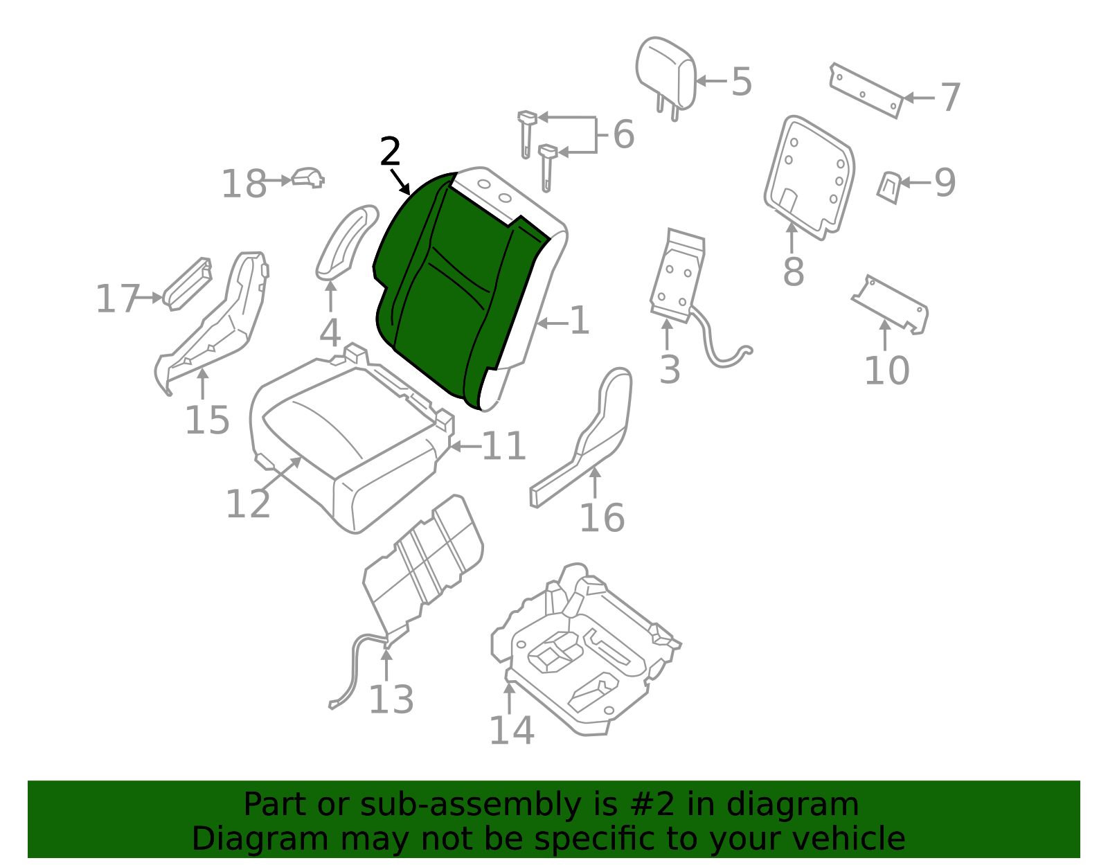 Seat Back Cushion Cover - Infiniti (88620-8A50A) 3 Seat Back Cushion Cover - Infiniti (88620-8A50A)