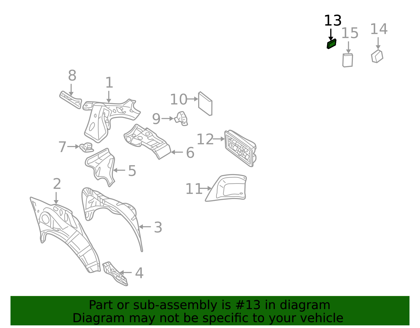 Quarter Panel Insulator - Infiniti (7688471L02) 3 Quarter Panel Insulator - Infiniti (7688471L02)