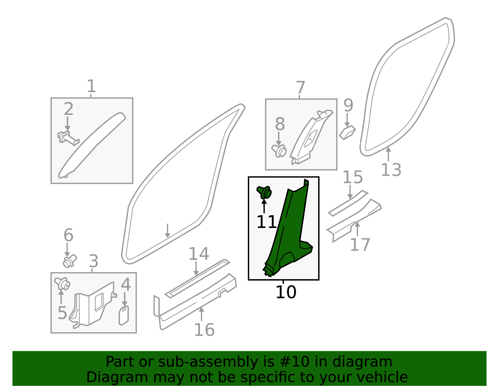 Door Pillar Post Trim Set - Infiniti (76915-1MA0C) 3 Door Pillar Post Trim Set - Infiniti (76915-1MA0C)
