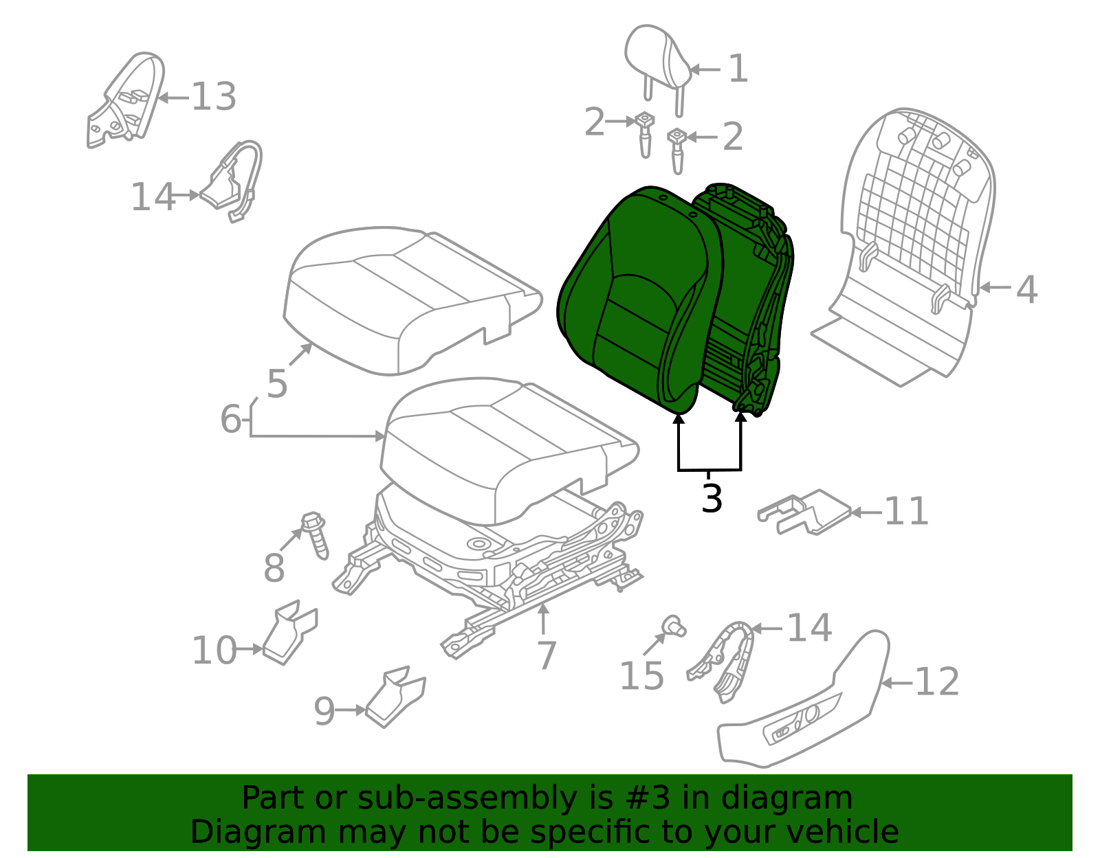 Seat Back Assembly - Infiniti (87650-5VG3E) 3 Seat Back Assembly - Infiniti (87650-5VG3E)