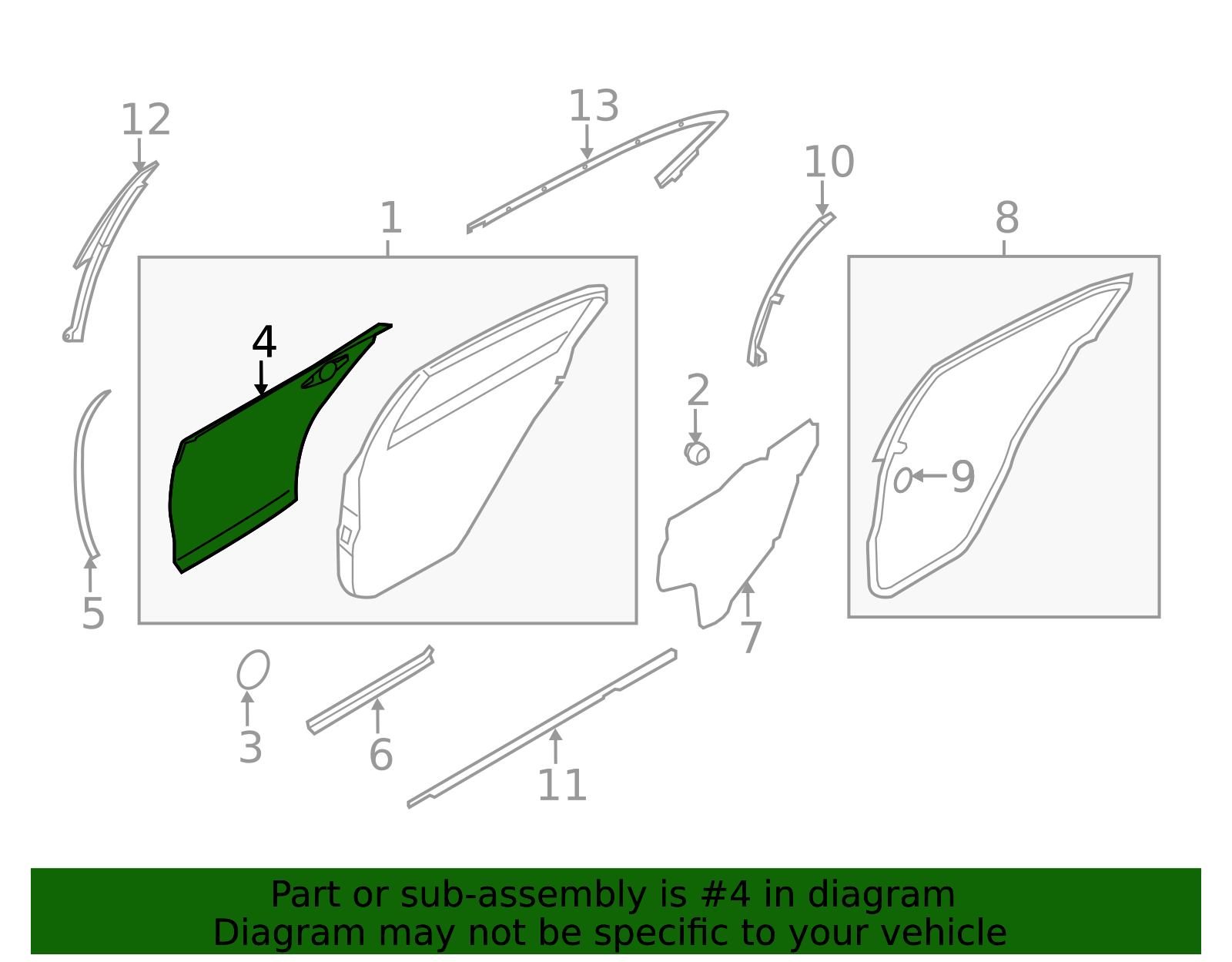 Rear Door Outer Panel, Left - Infiniti (H2153-4GAMA) 3 Rear Door Outer Panel, Left - Infiniti (H2153-4GAMA)