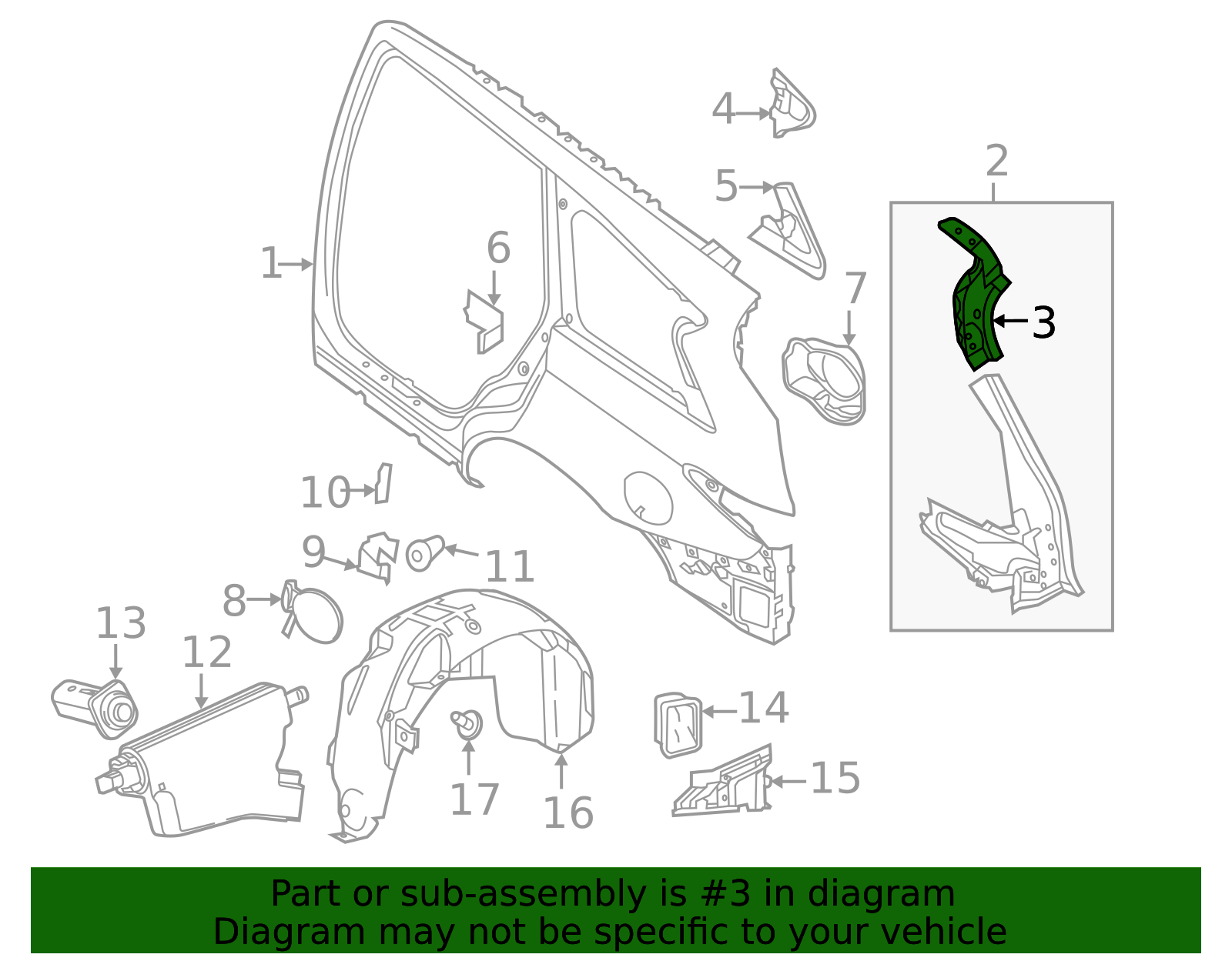 Back Pillar Assembly, Left - Infiniti (G7651-9NFMB) 3 Back Pillar Assembly, Left - Infiniti (G7651-9NFMB)