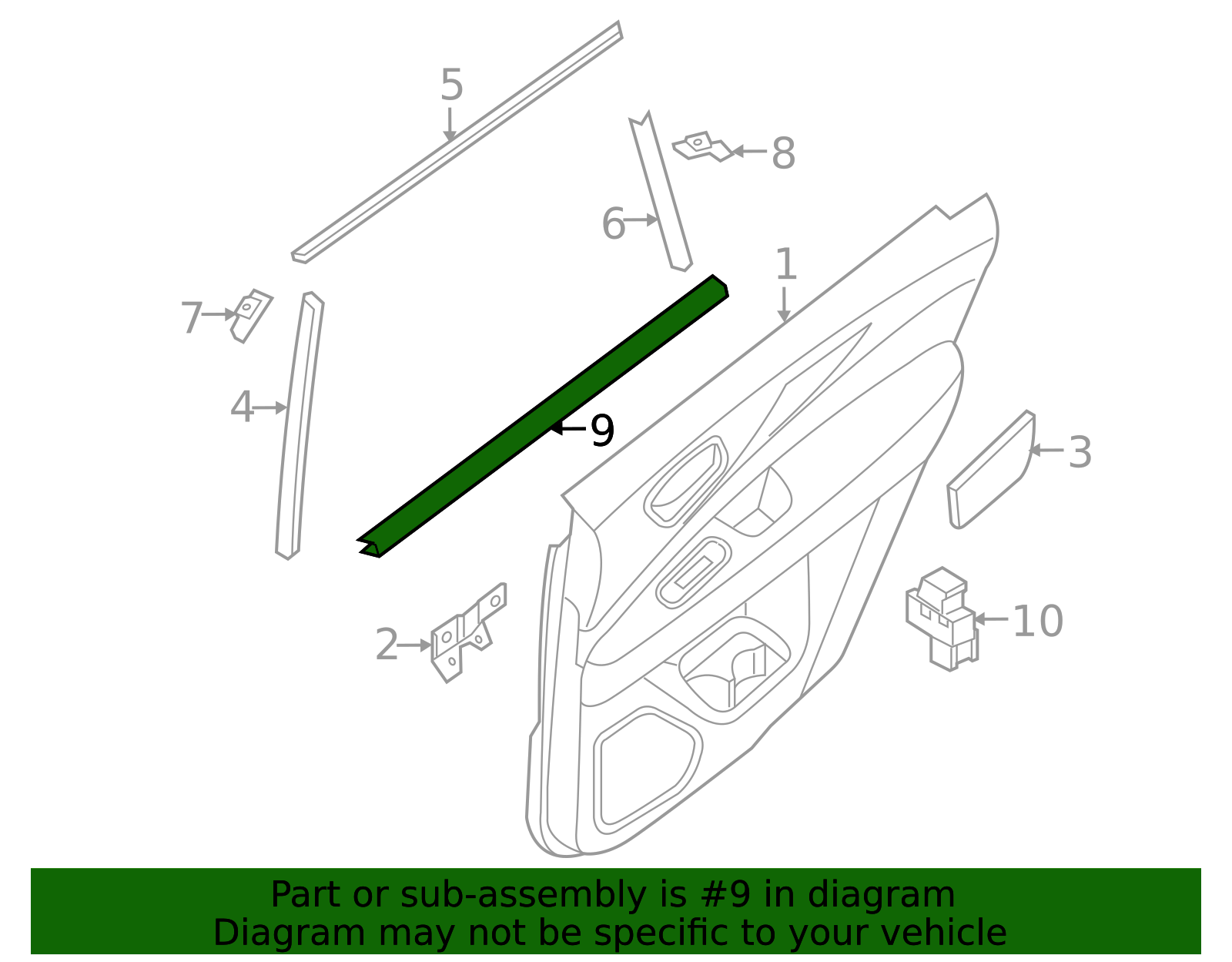 Door Window Belt Weatherstrip - Infiniti (828343JA0C) 3 Door Window Belt Weatherstrip - Infiniti (828343JA0C)