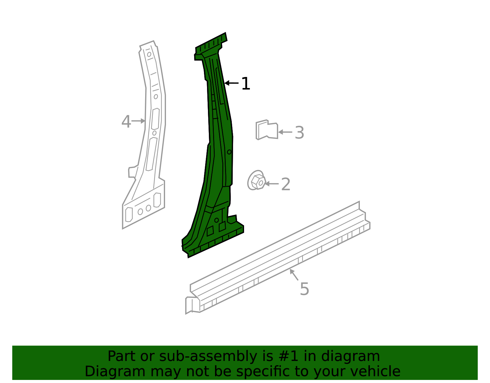 Center Pillar Hinge Brace Assembly, Left - Infiniti (G6571-5VGMA) 1 Center Pillar Hinge Brace Assembly, Left - Infiniti (G6571-5VGMA)