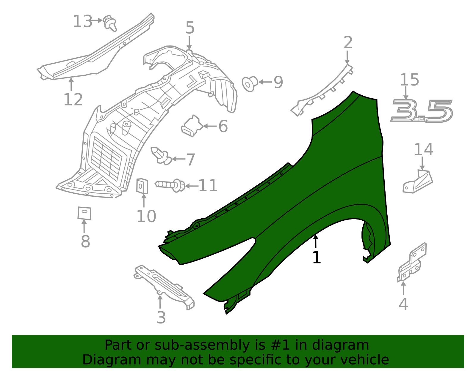 Front Fender, Left-Hand - Infiniti (63101-3JA0B) 3 Front Fender, Left-Hand - Infiniti (63101-3JA0B)