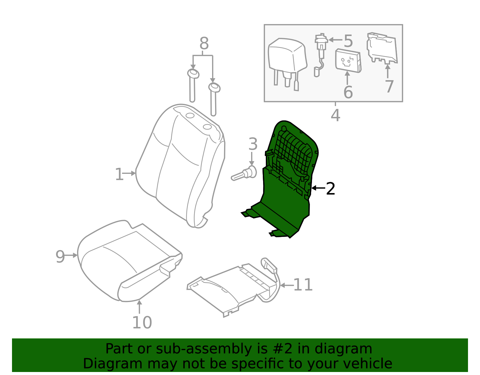Seat Back Panel - Infiniti (876403JA4B) 4 Seat Back Panel - Infiniti (876403JA4B)