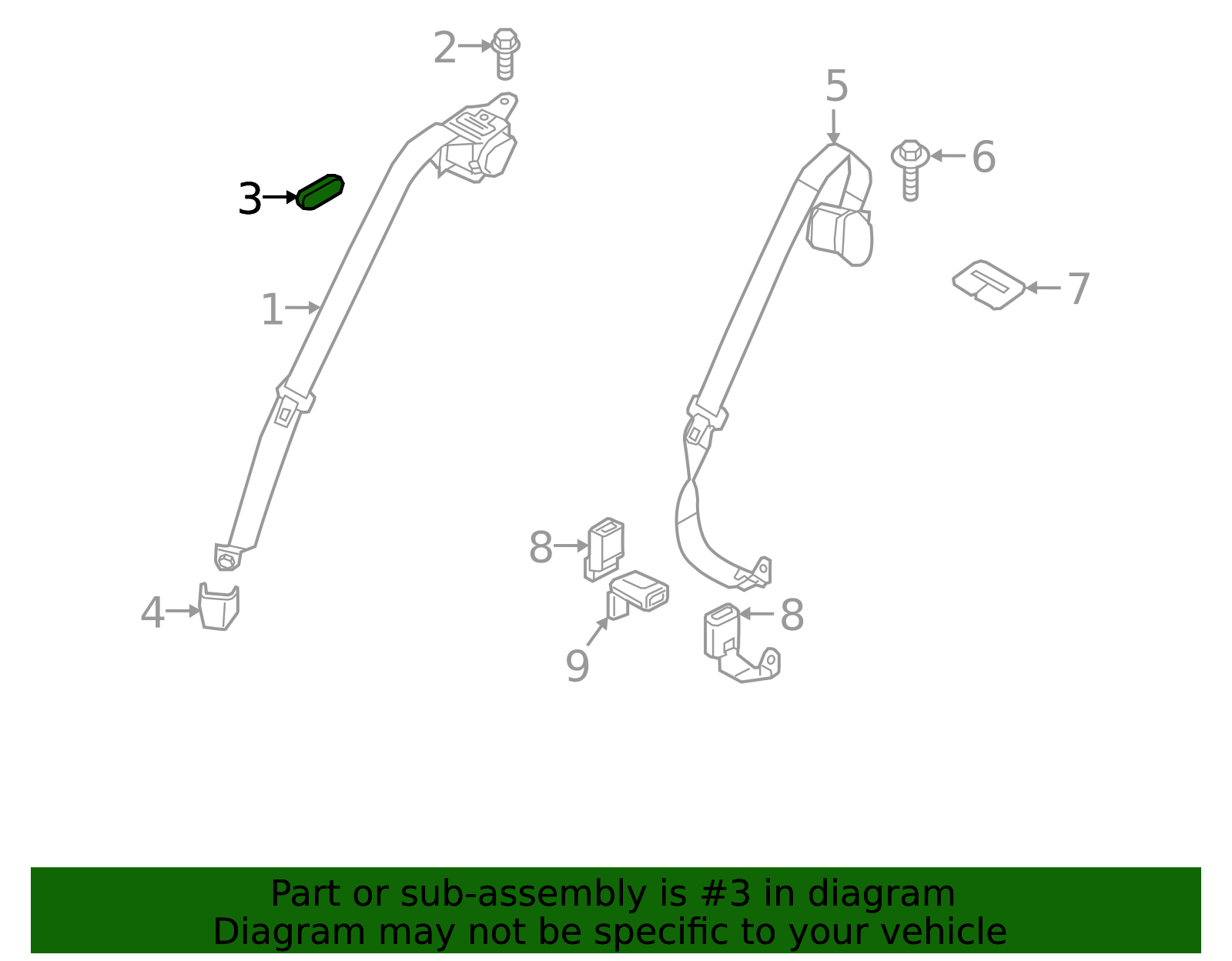 Outer Belt Assembly Hook - Infiniti (88890-5NA5A) 4 Outer Belt Assembly Hook - Infiniti (88890-5NA5A)