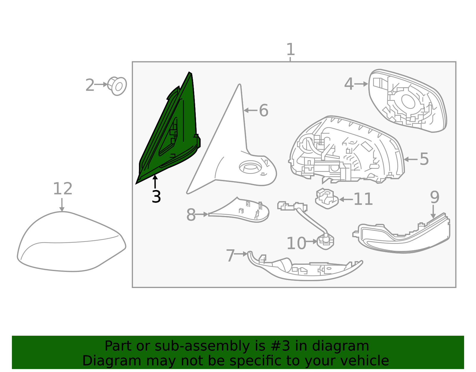 Left Door Mirror Packing - Infiniti (96359-4AM0A) 3 Left Door Mirror Packing - Infiniti (96359-4AM0A)